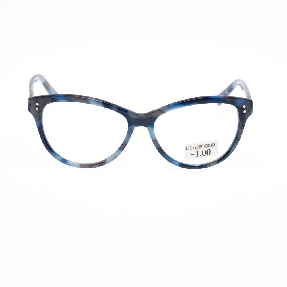 Corinne McCormack Marley +1.00 Gray Blue Reading Glasses